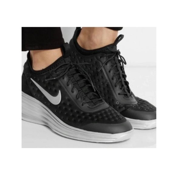 NIKE / 8.5 / Women's Lunar Elite Sky Hi Wedge Sneakers - Dark Grey & Aqua - Picture 2 of 14